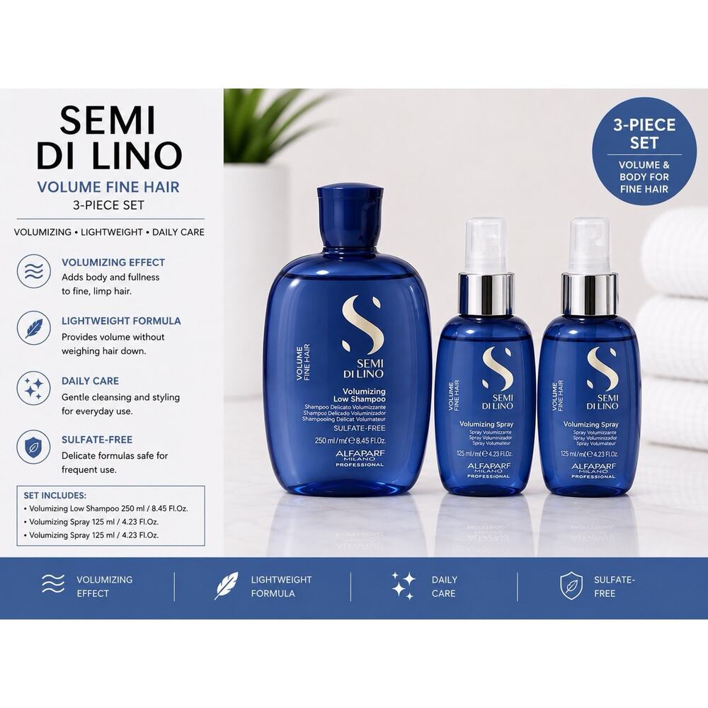 Alfaparf Semi Di Lino Volume Shampoo & 2 Volumizing Sprays Set